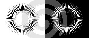 Lines in spiral abstract background. Dynamic transition illusion. Black shape on a white background and the same white shape on