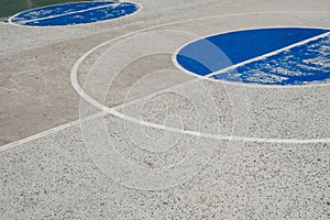 Lines on sports field , outdoor basketball court ground detail