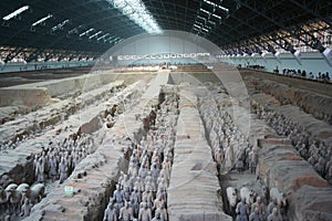 Lines of Terracotta Army Soldiers in Pit 1