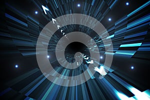 Lines of white arrows on futristic background