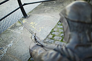 The Linesman statue at Liffey river