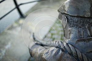 The Linesman statue at Liffey river.