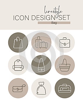 Linestyle Icon Design Set Bag