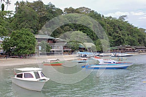 Lineup boat in Bunaken island, North Sulawesi, Indonesia.