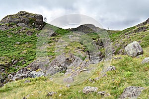 By Lingcove beck waterfall area looking over to Throstle Garth