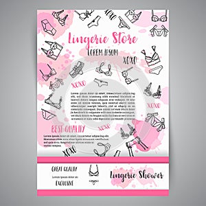Lingerie Fashion bra and pantie newsletter. Vector photo
