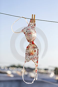 Lingerie hanging on a terrace