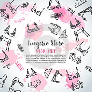 Lingerie horizontal banners Fashion bra and pantie. Web header template Vector illustration Lingeries photo