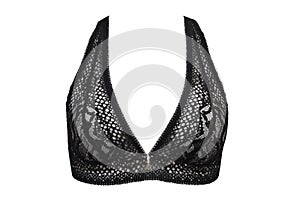 Lingerie. Lace black women\'s bra isolated on a white background. Sexy women\'s underwear