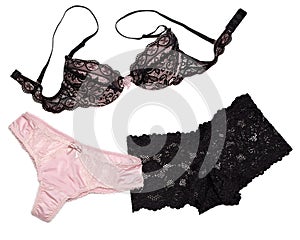 Lingerie set black and dusty rose colors