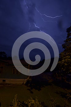 Linghning appears during night storm