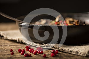 Lingonberries on table