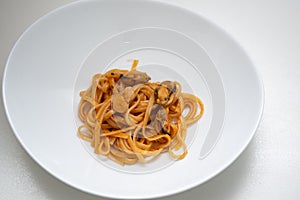 Linguine allo scoglio typical Italian dish