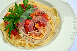 Linguine pasta and clams photo