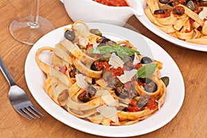 Linguine Pasta with Puttanesca Sauce