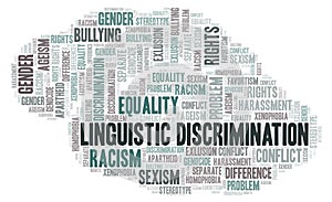 Linguistic Discrimination - type of discrimination - word cloud photo