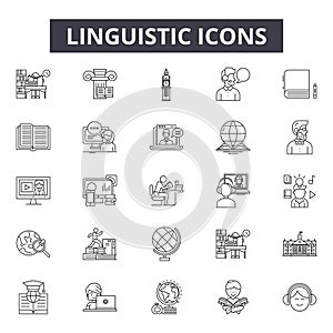 Linguistic line icons for web and mobile design. Editable stroke signs. Linguistic  outline concept illustrations photo