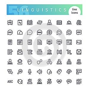 Linguistics Line Icons Set