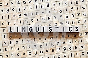 Linguistics word concept on cubes photo