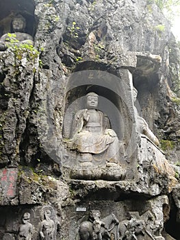 Lingyin Temple in Hangzhou of china Buddhist niches Historic Belief in Tourism Artwork