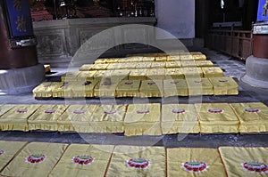 Lingyin Temple interior from West Lake Park in Hangzhou