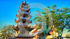 The Linh Phuoc Pagoda in mosaic style from shards of glass, pottery and porcelain in Da Lat city