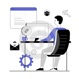Link building, search engine optimization. Active link to content source, hyperlink connection. Vector illustration