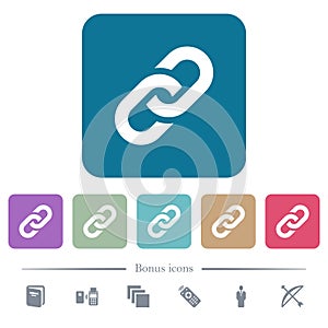 Link flat icons on color rounded square backgrounds photo