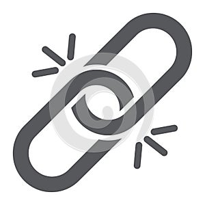 Link glyph icon, hyperlink and attach, chain sign, vector graphics, a solid pattern on a white background.