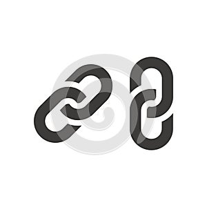 Link or hyperlink chain vector icon. Black glyph symbol.