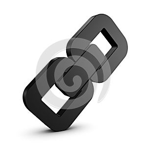 Link/Hyperlink Sign With Shadow - Black 3D Illustration - Isolated On White Background