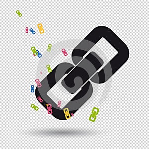 Link/Hyperlink Sign With Shadow - Colorful Vector Icons - Isolated On Transparent Background