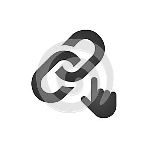 Link Icon with click hand. internet link concept. vector illustration isolated on white background.