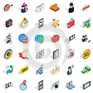 Link icons set, isometric style