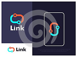 Link logo design vector concept, Modern icon design logo, Link icon. Hyperlink chain symbol. Simple icon. Colorful logo concept, L