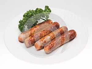 Link Sausages on a Plate