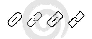 Link vector icons set. Internet URL, web page hyperlink chain symbol