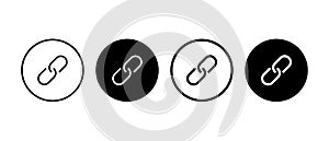 Link vector icons set. Internet URL, web page hyperlink chain symbol in circle