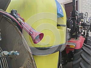 Linkage sprayer detail. Farm implement photo