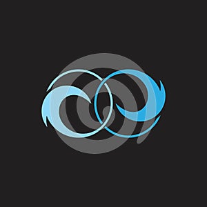 Linked circle geometric waves circle logo vector