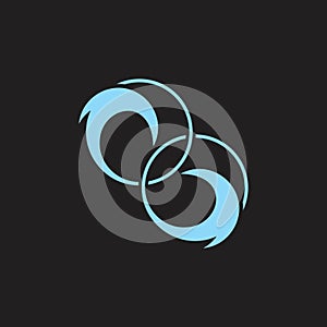 Linked circle geometric waves circle logo vector