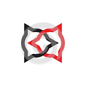 Linked circle triangle object colorful logo