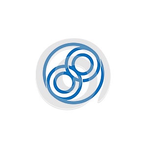 Linked circles object chain overlap logo vector
