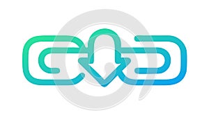Linked Download Icon: Connected data content access. vector design Generative AI