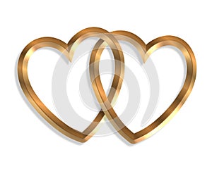 Linked Gold Hearts 3D graphic photo