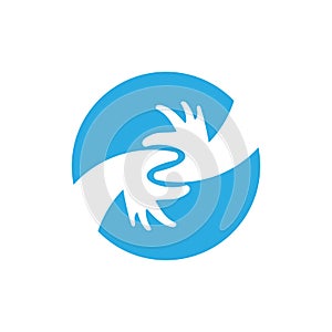 Linked hand care symbol logo decoration vector