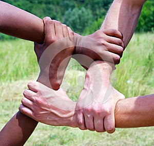 Linked hands photo