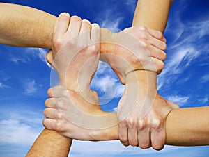 Linked hands