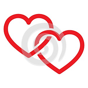 Linked hearts icon. Loop from two hearts vector illustration