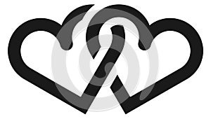 Linked hearts icon. Mariage symbol. Love sign photo